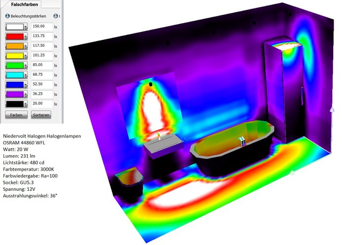 altes Bad simuliert mit DIAlux