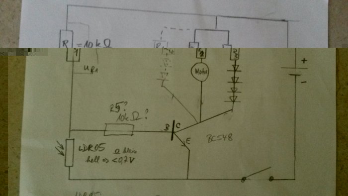 wird vielleicht vor dem B des Transistors noch ein Widerstand benötigt ?